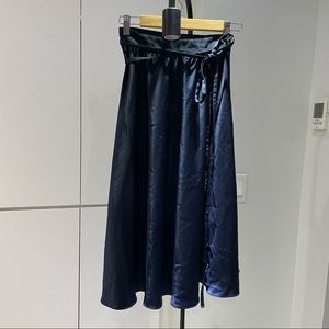 ZARA Satin A line skirt with wrap detailing